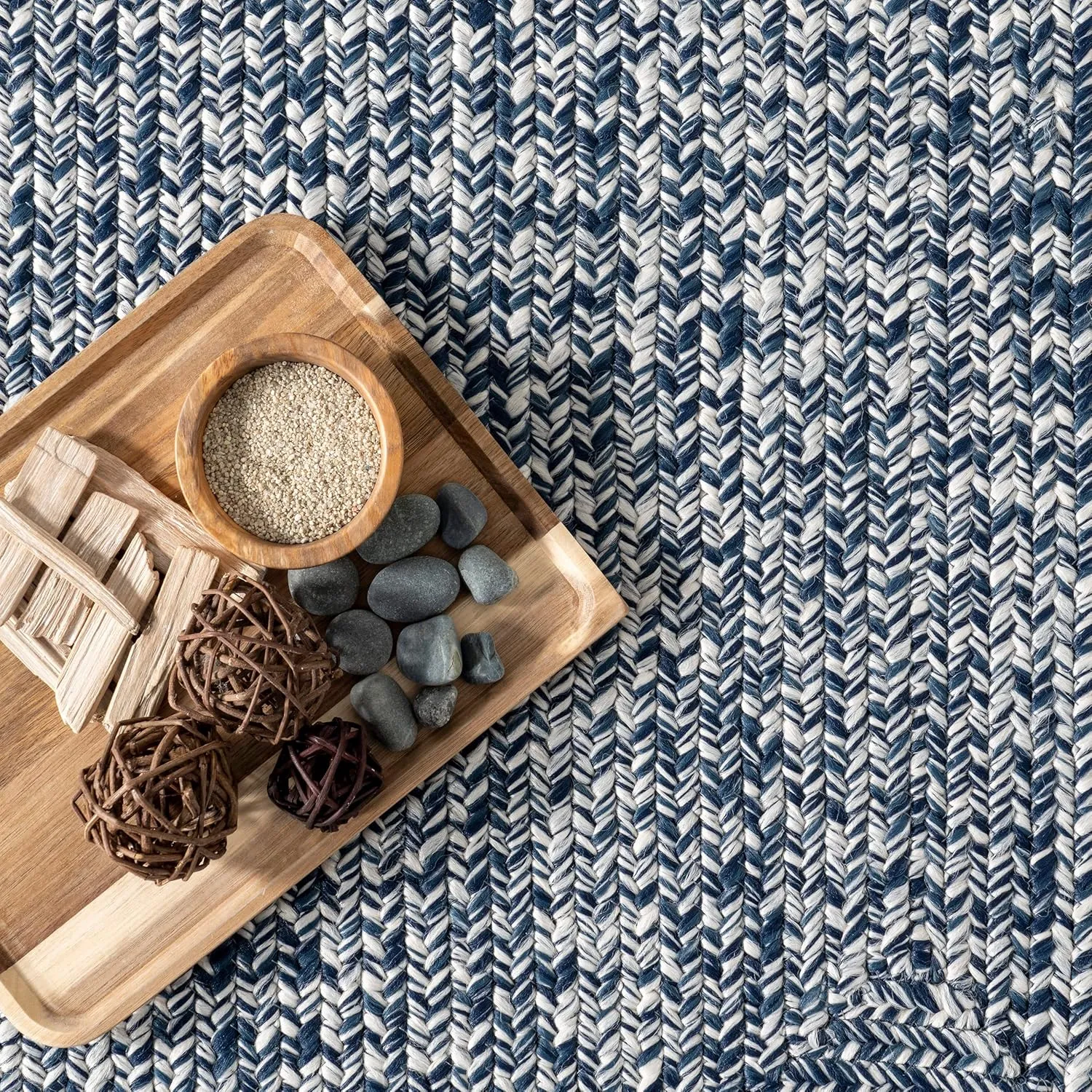 nuLOOM 2' x 16' Solid Hand Braided Indoor/Outdoor Area Rug, Pet-Friendly, High Traffic, Weather Resistant, for Patio, Balcony, Bedroom, Living, Dining Room, Wynn Navy