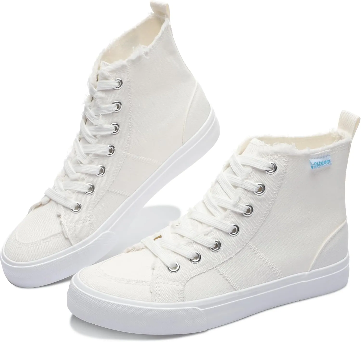 Obtaom Womens/Mens high top Canvas Shoes Play mid Calf Fashion Sneaker Casual lace up hi top Washed Canvas Shoes