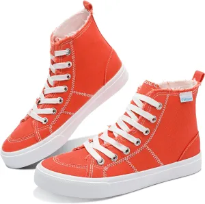 Obtaom Womens/Mens high top Canvas Shoes Play mid Calf Fashion Sneaker Casual lace up hi top Washed Canvas Shoes