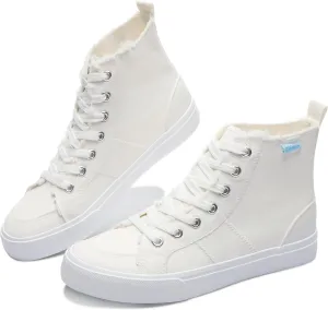 Obtaom Womens/Mens high top Canvas Shoes Play mid Calf Fashion Sneaker Casual lace up hi top Washed Canvas Shoes