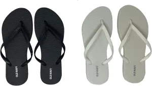 Old Navy Women Beach Summer Casual Flip Flop Sandals (10 White & Black Flip Flops) with Dust Cover