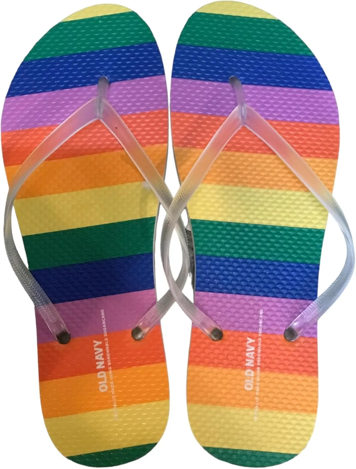 Old Navy Women Beach Summer Casual Flip Flop Sandals (8 Rainbow Stripe)