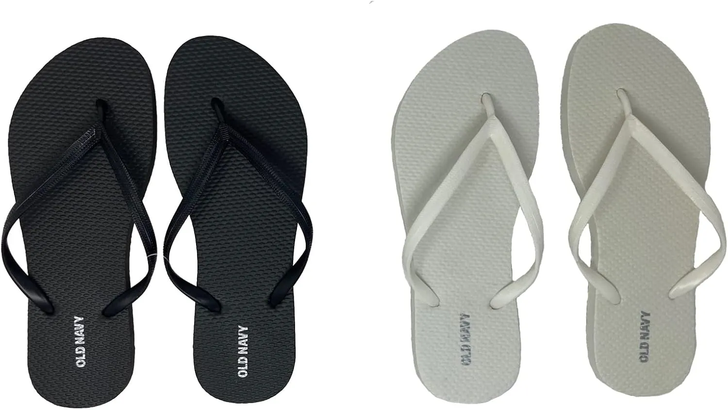 Old Navy Women Beach Summer Casual Flip Flop Sandals (8 White & Black Flip Flops) with Dust Cover