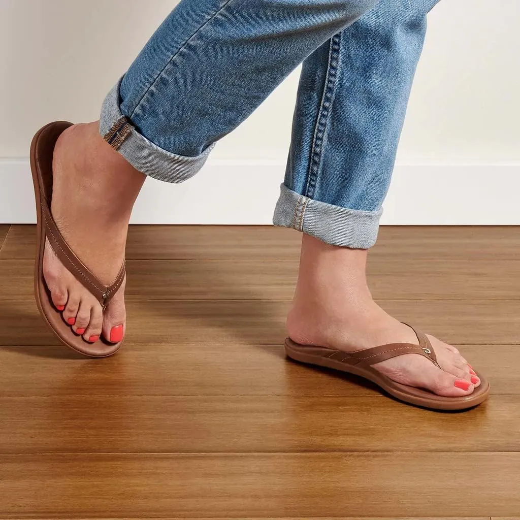 OLUKAI Honu Women's Beach Sandal, Soft & Comfortable Full-Grain Leather, Easy Slip-On Design for Everyday Fashion, Casual & Modern Style
