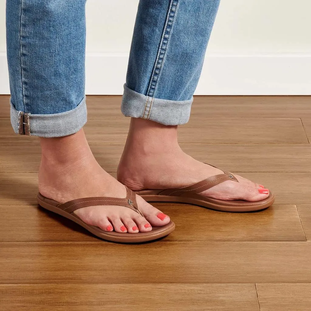 OLUKAI Honu Women's Beach Sandal, Soft & Comfortable Full-Grain Leather, Easy Slip-On Design for Everyday Fashion, Casual & Modern Style