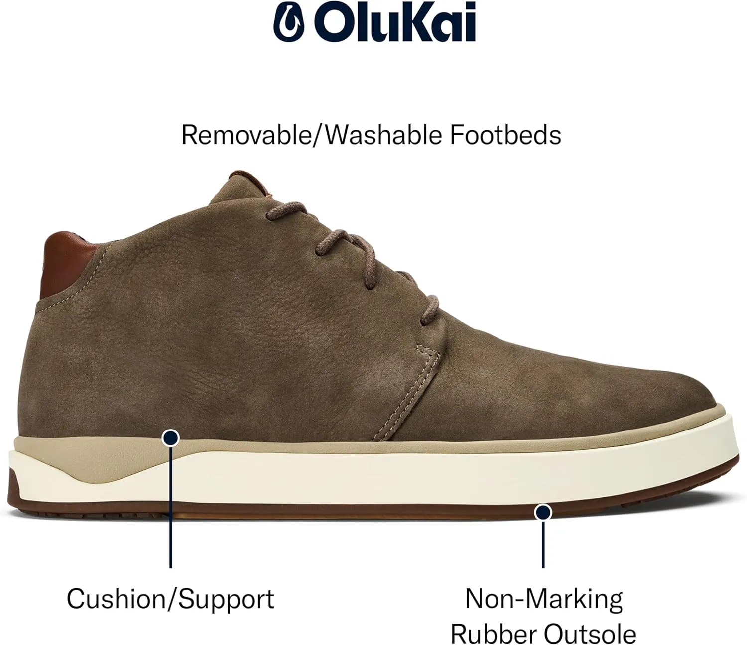 OLUKAI Papaku 'Ili Men's Boots, Durable Waterproof Leather, Cozy Quilted Lining, All-Day Underfoot Cushion