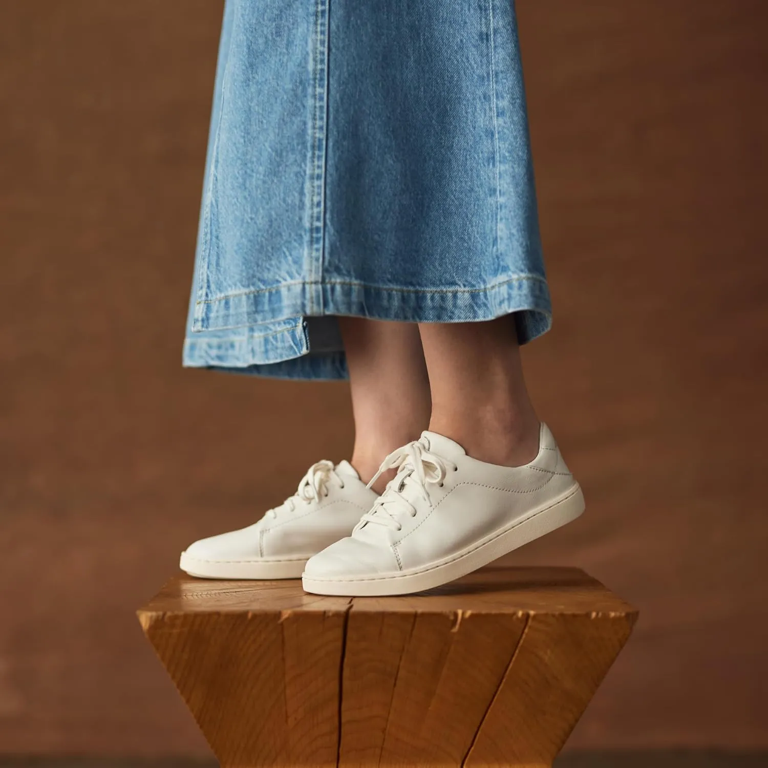 OLUKAI Pehuea Li 'ILI Women's Everyday Leather Sneakers, Casual & Versatile Shoes with Drop-in Heel, Soft & Premium Materials, All-Day Comfort & Support
