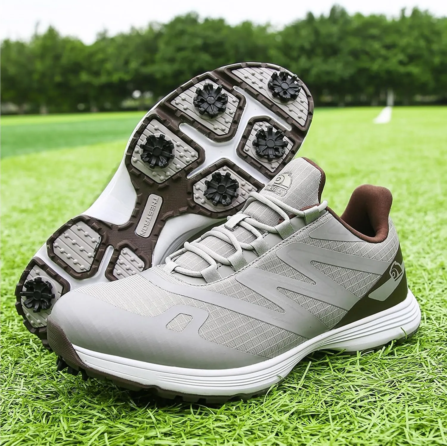 ONAIC Spiked Golf Shoes Men Breathable Waterproof Golf Sneakers Outdoor Training Sports Golf Shoe