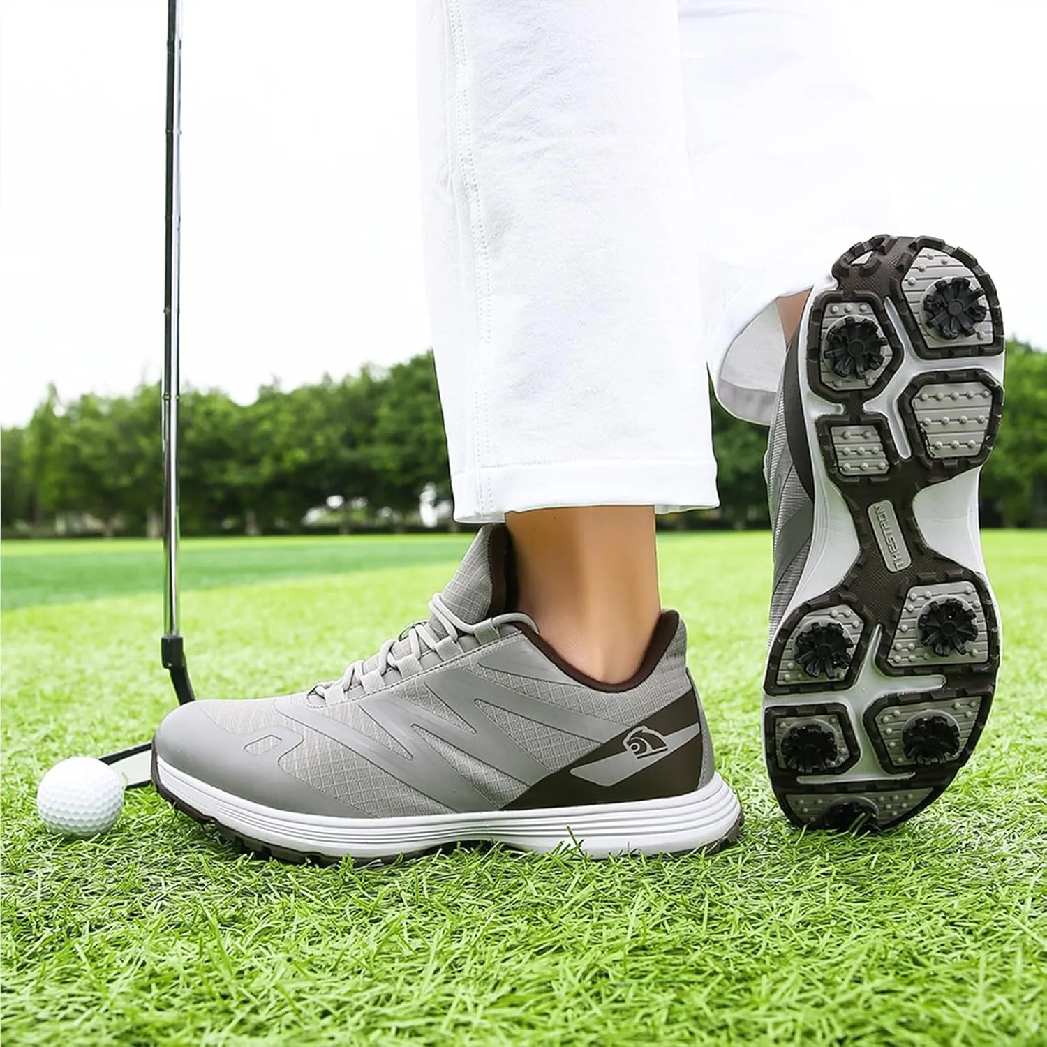 ONAIC Spiked Golf Shoes Men Breathable Waterproof Golf Sneakers Outdoor Training Sports Golf Shoe