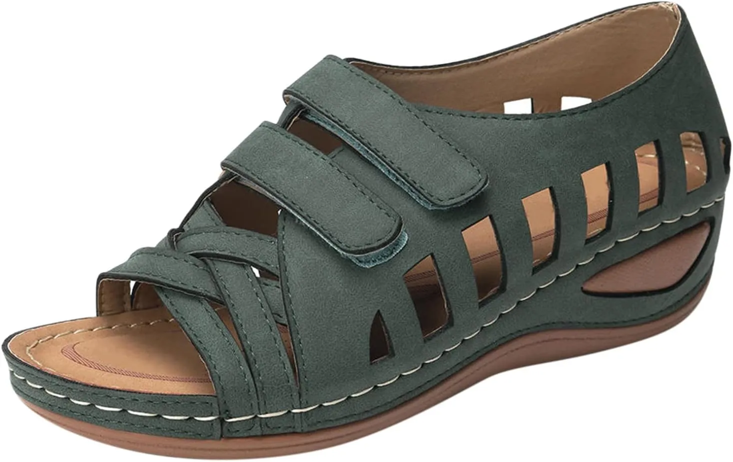 Orthopedic Leather Sandals with Back Strap Orthopedic Women Slippers Family Christmas Sandals for Women Summer Orthotic Arch Support Sandal for Women Heel Orthopedic Walking Wedge Sandals Women