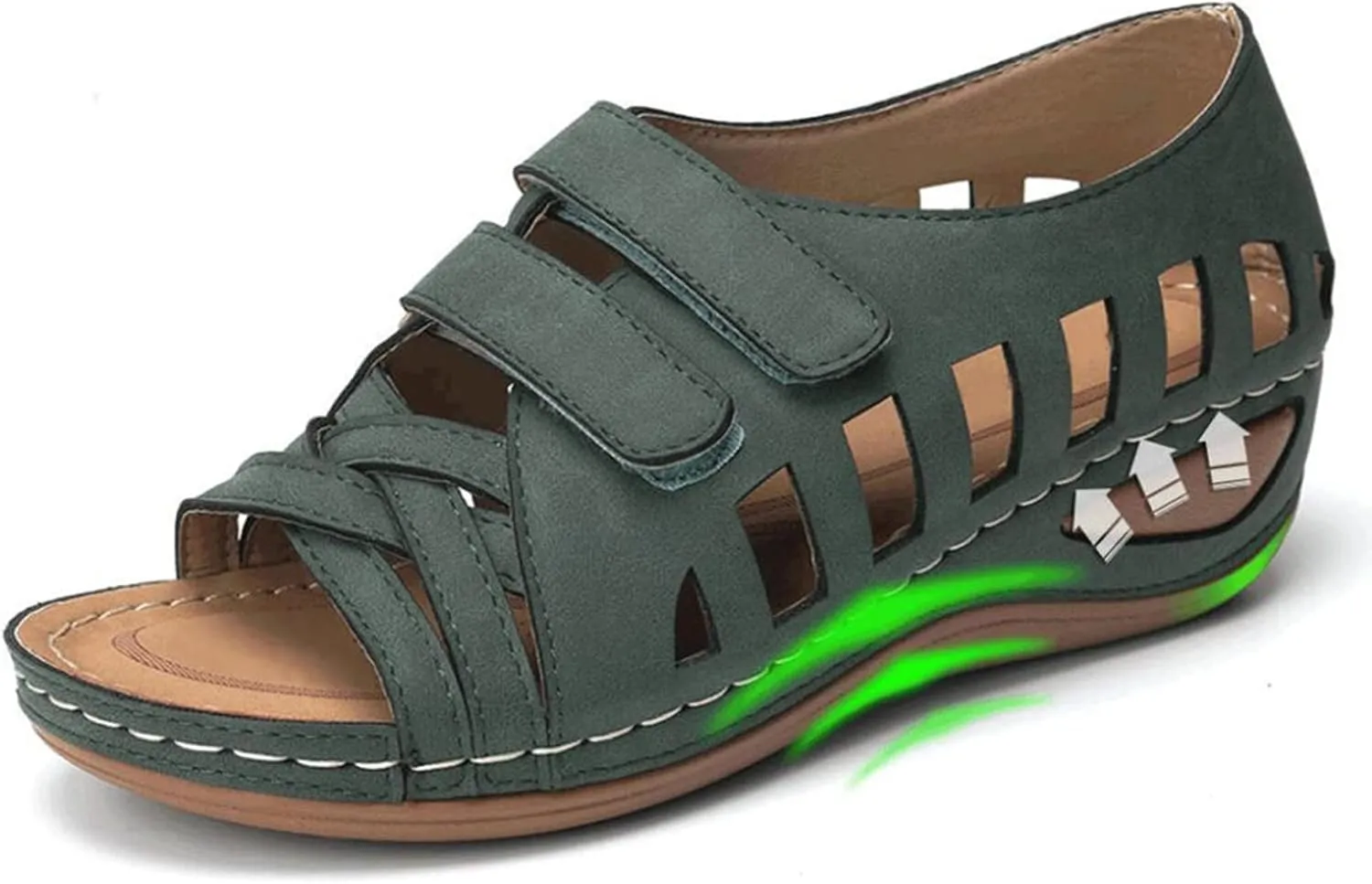 Orthopedic Leather Sandals with Back Strap Orthopedic Women Slippers Family Christmas Sandals for Women Summer Orthotic Arch Support Sandal for Women Heel Orthopedic Walking Wedge Sandals Women