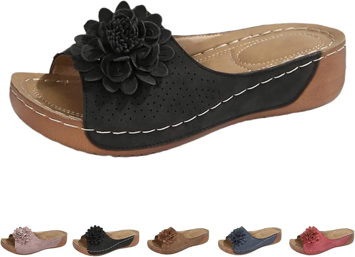 Orthopedic Platform Sandals For Women Floral Open Toe Slingback Wedge Sandal Summer Slip On Casual Shoes
