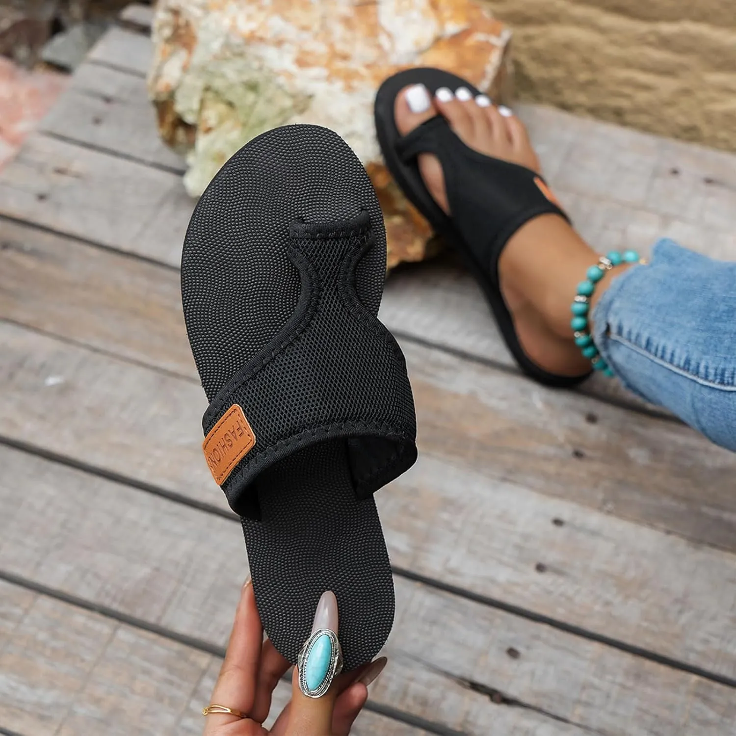 Orthopedic Sandals for Women Arch Support Walking Sandals Mesh Flip Flops Womens Comfortable Breathable Mesh Flipflops Beach Summer Slippers Slip on Shoes Indoor Outdoor