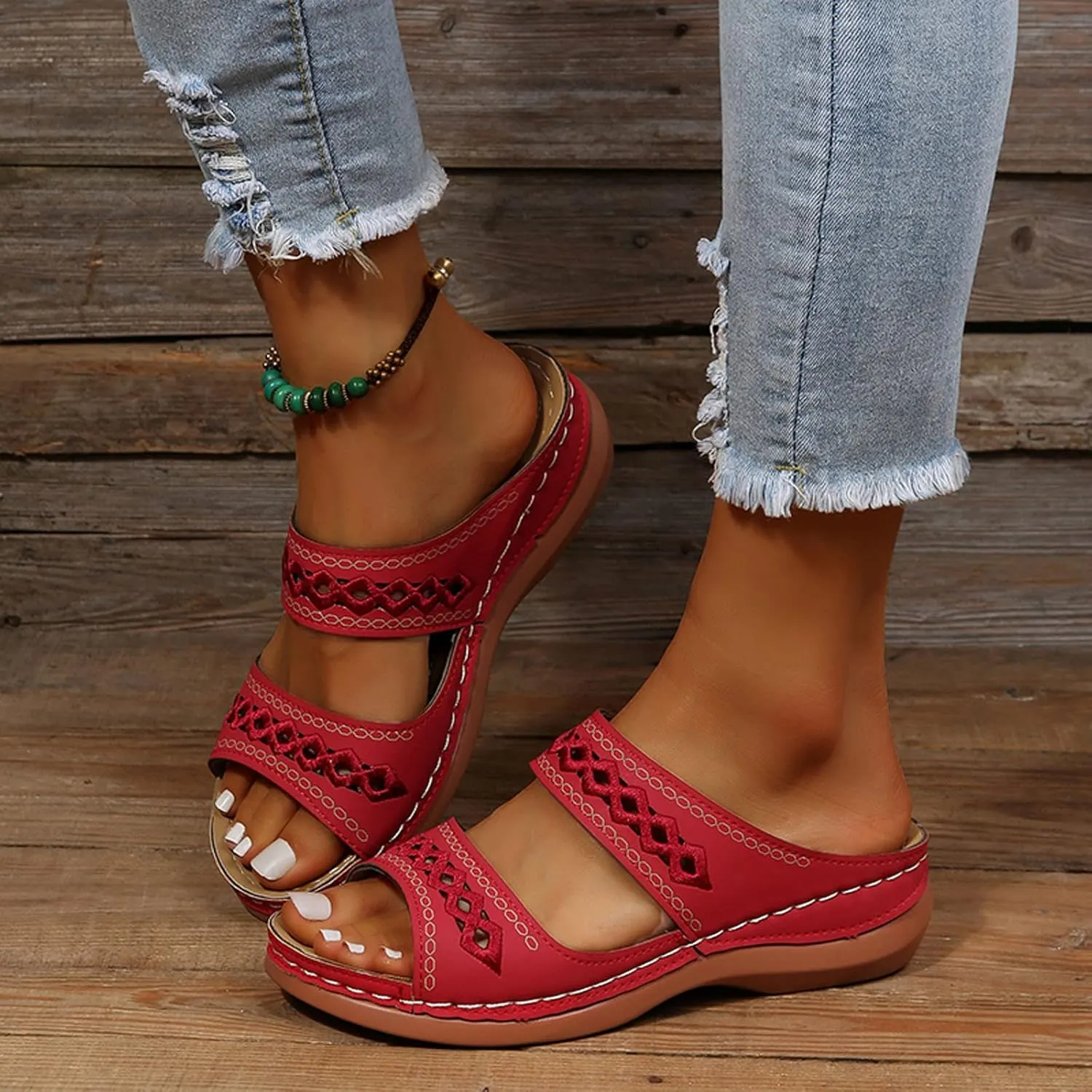 Orthopedic Sandals for Women Wide Width Womens Orthopedic Sandals 9 Wedge Sandals for Women Dressy Summer Arch Support Slides for Women Orthotic Flip Flops Women Black Womens Flats