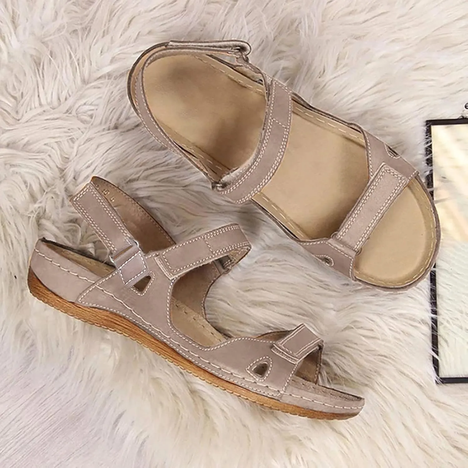 Orthotic Sandals for Women Extra Wide Flip Flops Beach Non Slip Wedge Sandal Dressy Wide Arch Support Shoes for Womens Wedge Shoes Slip On Dressy Wedge Orthopedic Shoe for Woman