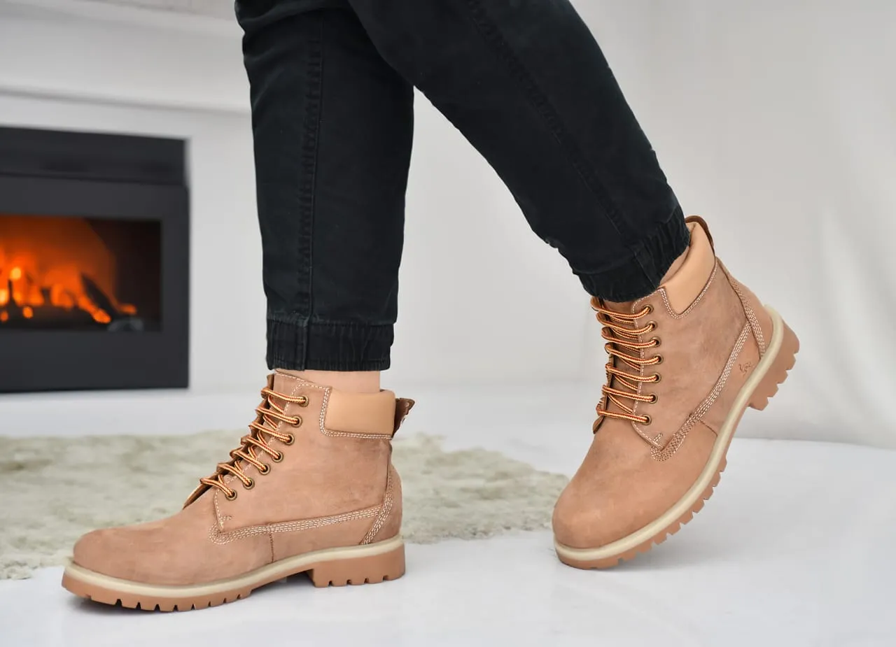 OstrichFit High Length Biker Boots For Men - Leather Boots OF-6430 Tan