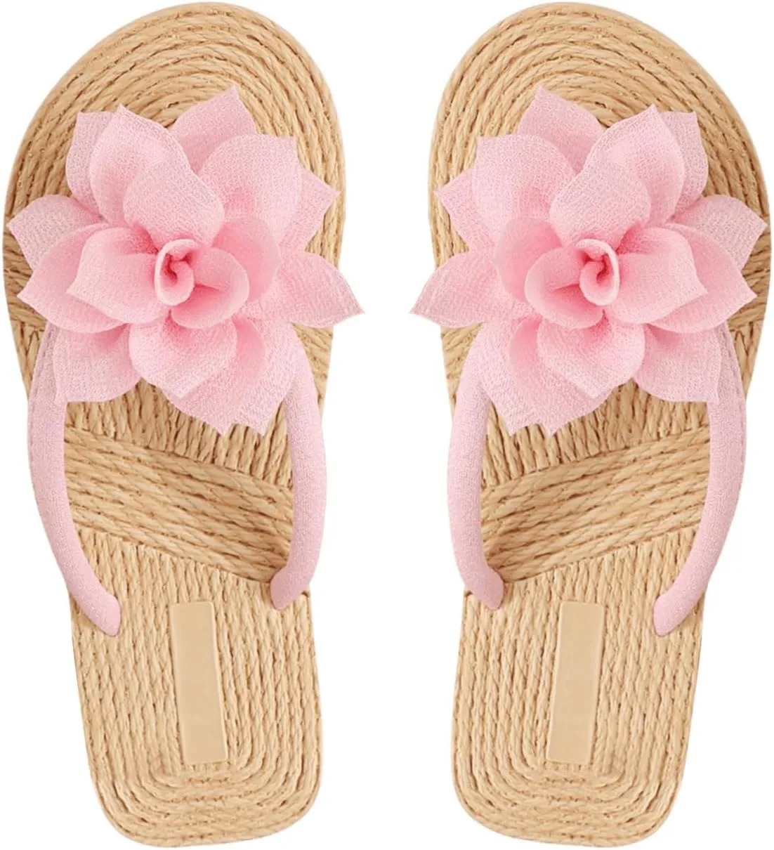 OYOANGLE Women's Applique Decor Open Toe Flip Flop Sandals Casual Outdoor Flat Slippers