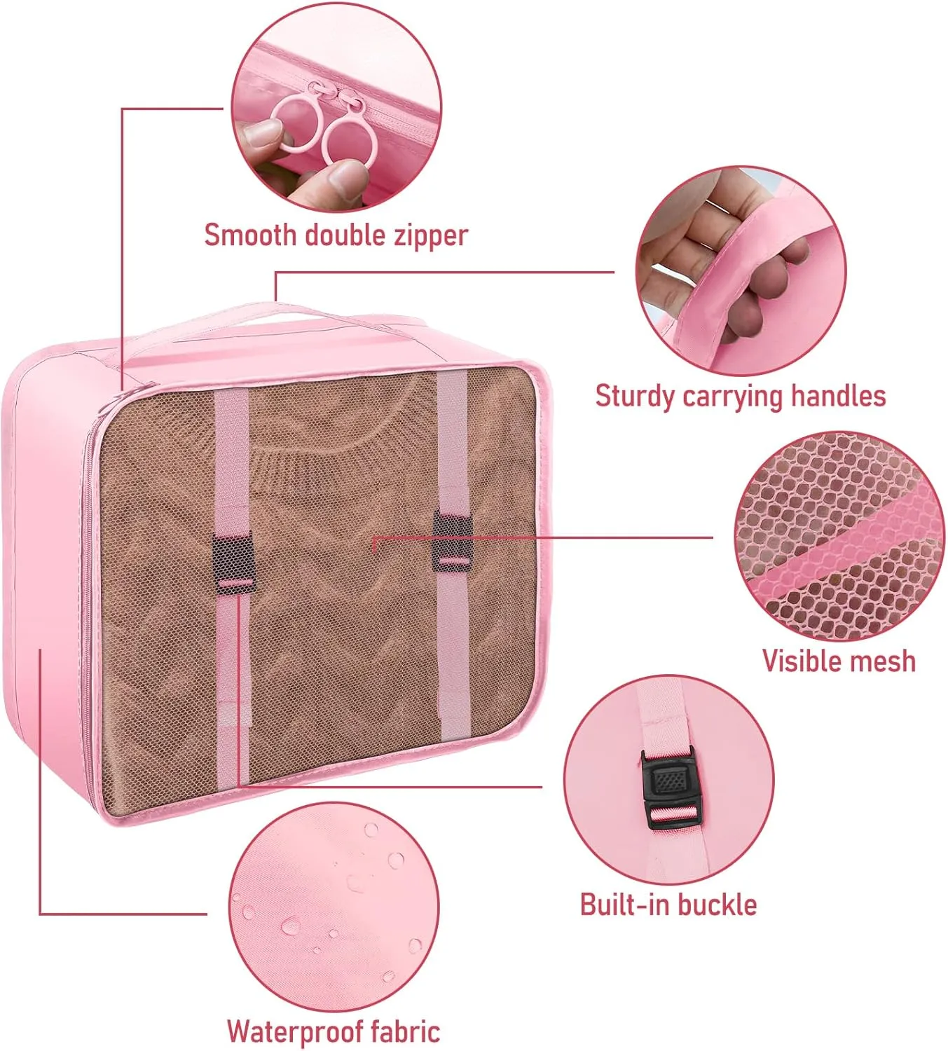 Packing Cubes for Travel - 10 Set Luggage Organizer Bags for Family, Mesh Breathable Travel Packing Cubes for Suitcases Durable Essentials Bags Set