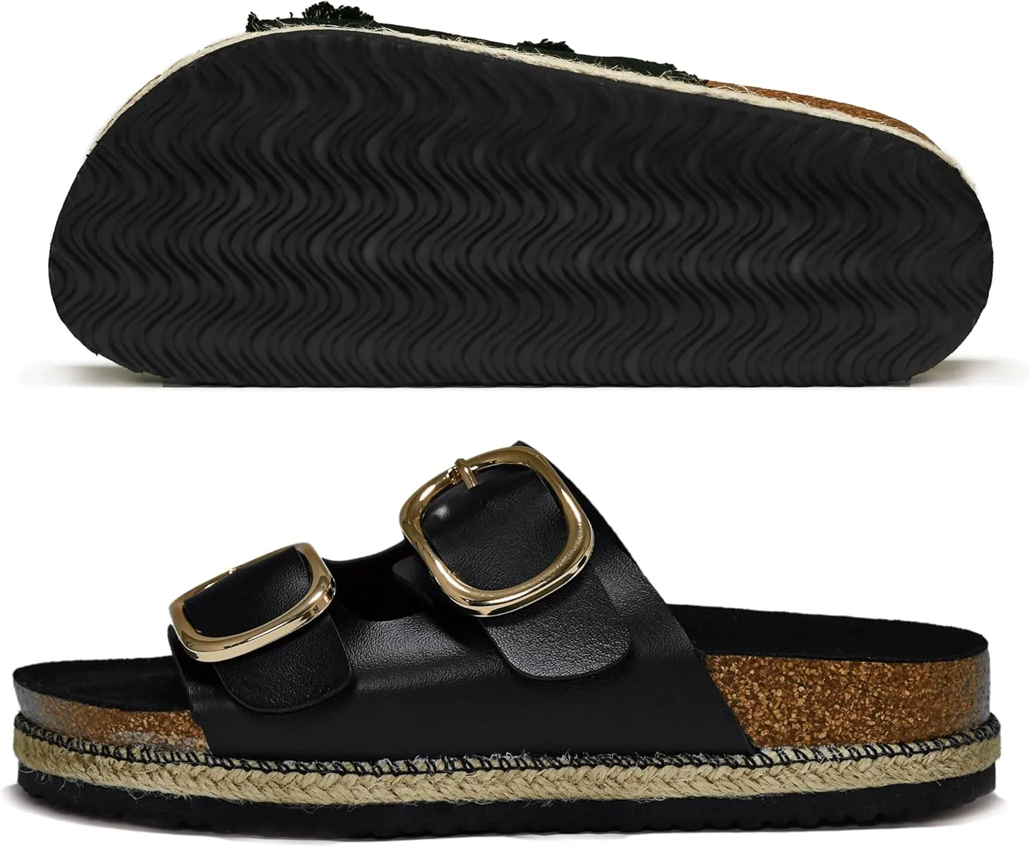 PepStep Slide Sandals for Women with Soft Cork Footbed and Strap, Ladies Fashion Platform Slide Sandals Comfortable Slip On Style