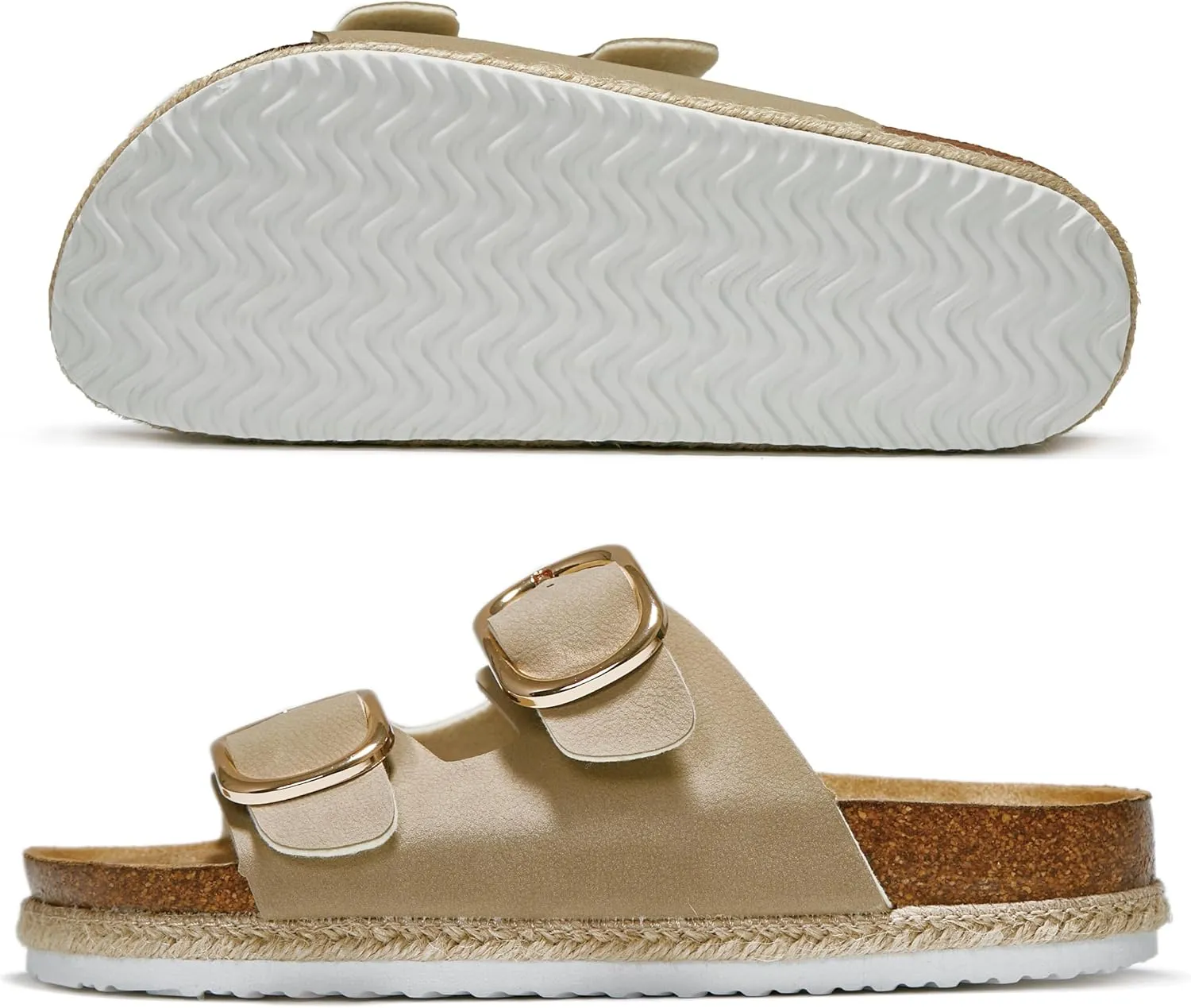 PepStep Slide Sandals for Women with Soft Cork Footbed and Strap, Ladies Fashion Platform Slide Sandals Comfortable Slip On Style