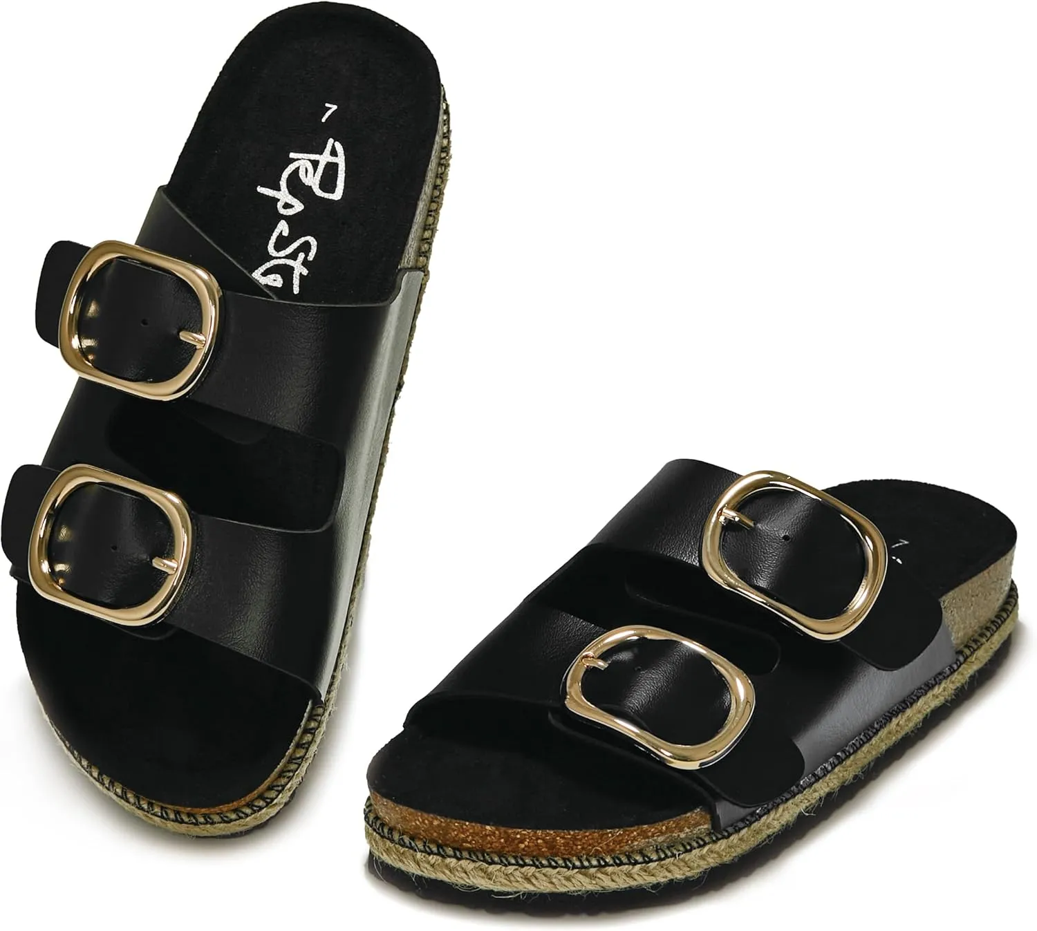 PepStep Slide Sandals for Women with Soft Cork Footbed and Strap, Ladies Fashion Platform Slide Sandals Comfortable Slip On Style