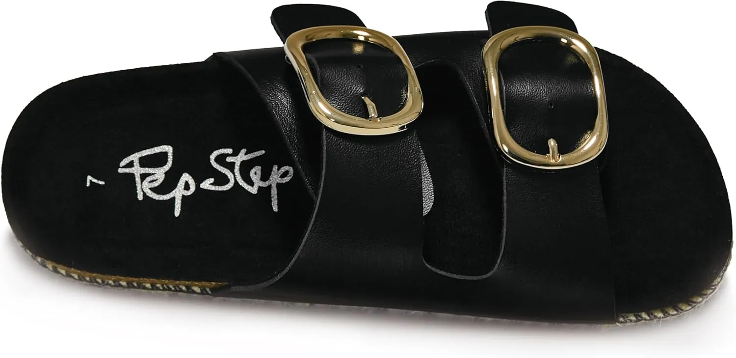 PepStep Slide Sandals for Women with Soft Cork Footbed and Strap, Ladies Fashion Platform Slide Sandals Comfortable Slip On Style
