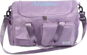 Personalized Duffel Bag Custom Sport Gym Travel Bags Embroidered Name Text Customized Dry Wet Separated Weekend Waterproof Bag for Women Men (B-Purple)