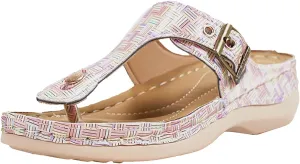 Pinch Toe Sandal Women's Summer New Round Head Hollow Metal Slope And Outer Plaid Herringbone Womens Teen Sandals Women