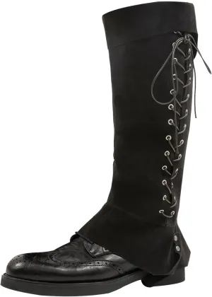 Pirate Boot Covers Medieval Renaissance Faux Leather Steampunk Boots Tops with Studs, Pirate Cosplay Halloween Boot Covers Costume Accessories for Men Women