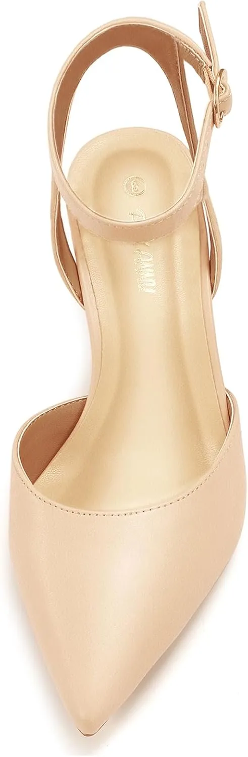 PIZZ ANNU Women's Aliaa Pointed Toe Low Kitten Heels Comfort Wedding Party Casual Dress Closed Toe Pumps Shoes with 2 Inches Low Heel Design