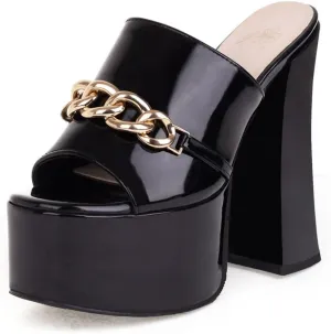 Platform Heels Slippers Slip On Show Slingback Chunky Heels