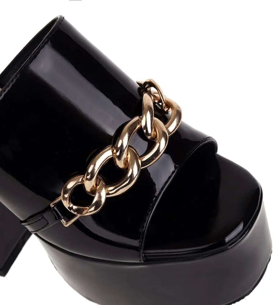Platform Heels Slippers Slip On Show Slingback Chunky Heels