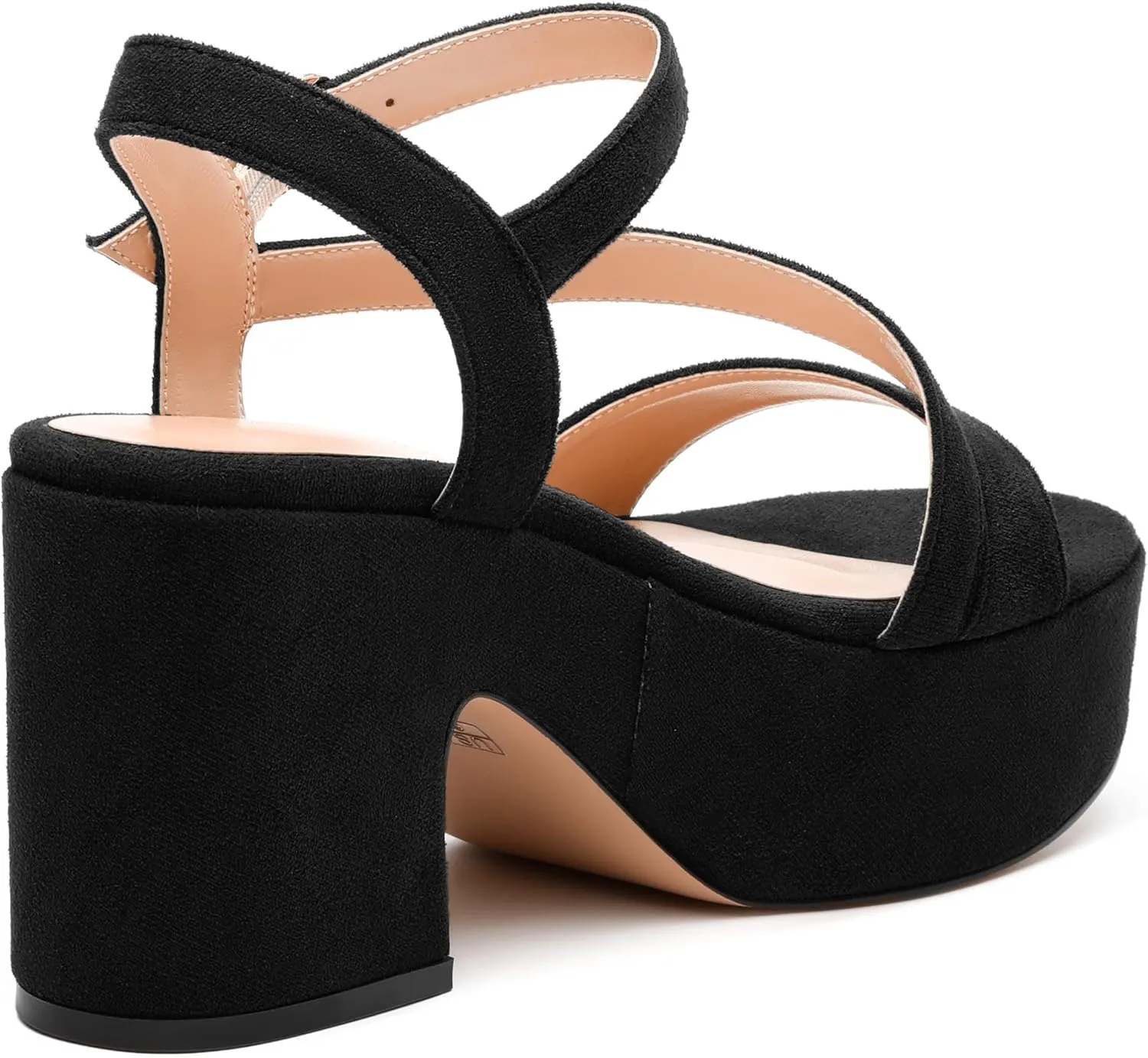 Platform Wedges Women - Chunky Heel Sandals with Adjustable Ankle Strap, Open Round Toe Solid Color for Office, Parties & Daily Wear