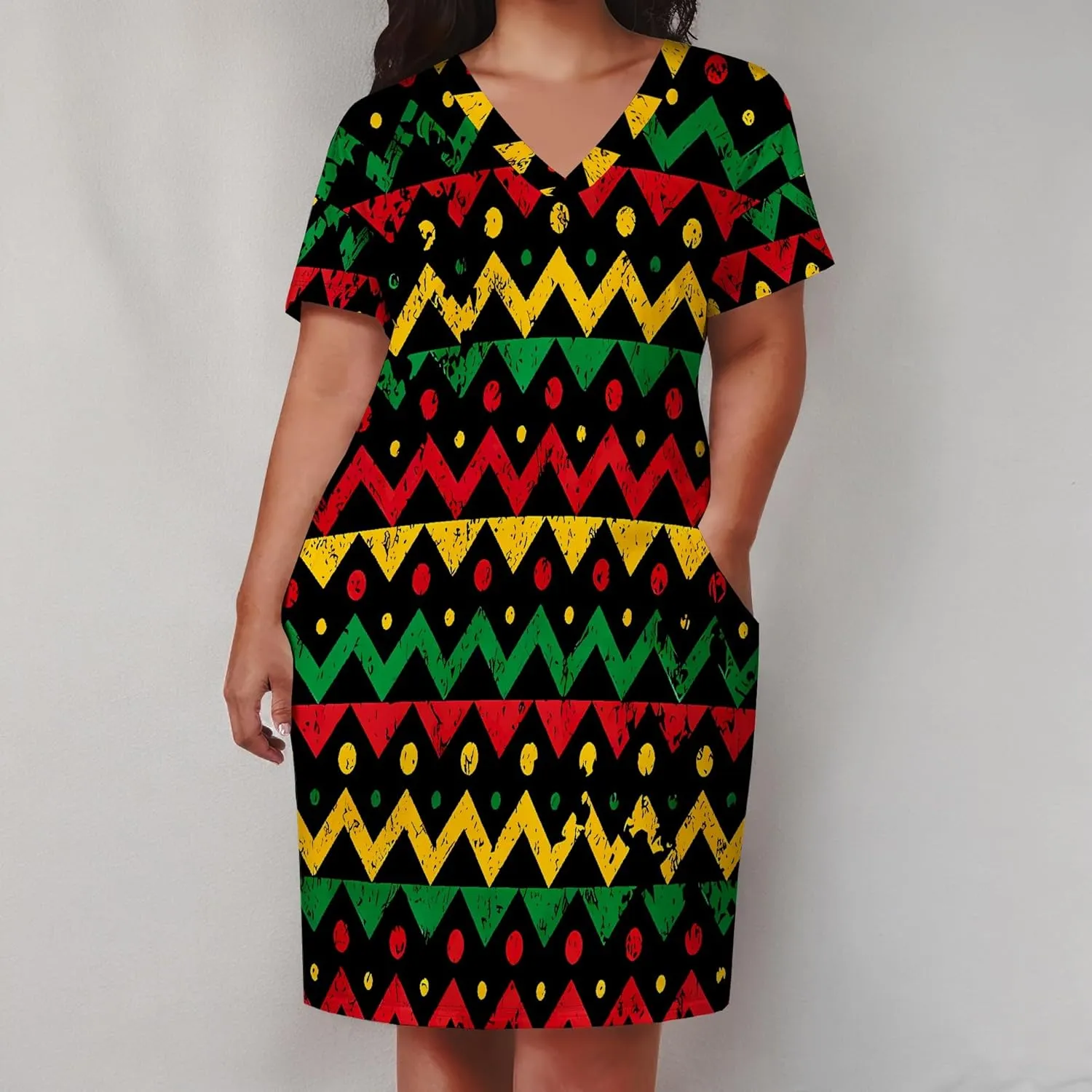 Plus Size Tshirt Dresses for Curvy Women African Attire Dress Midi T Shirt Sundress Oversized Dresses with Pocket