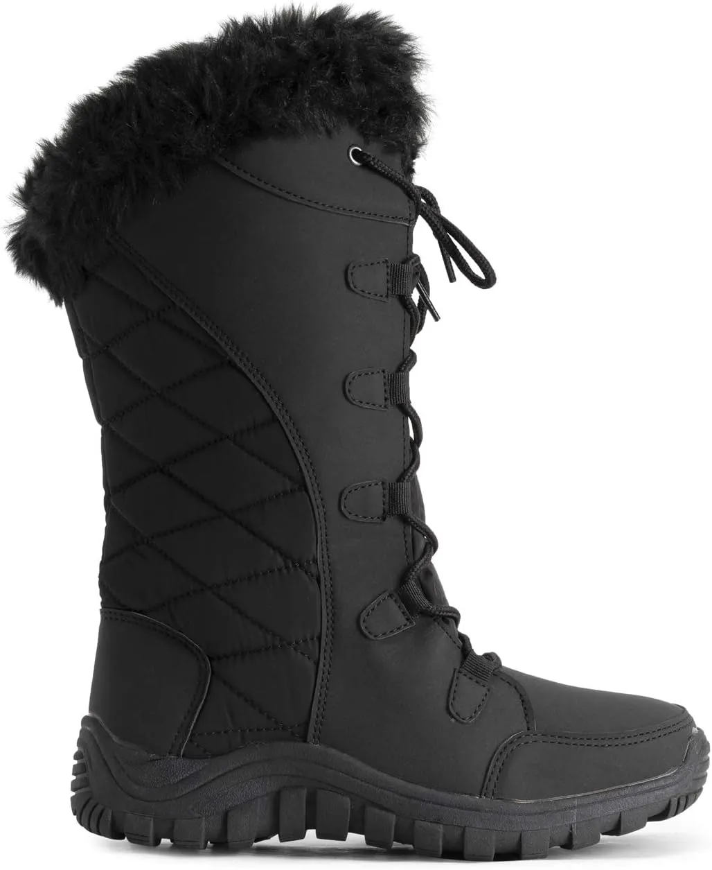 POLAR Womens Quilted Faux Fur Cuff Winter Duck Rubber Sole Durable Snow Rain Outdoor Boots