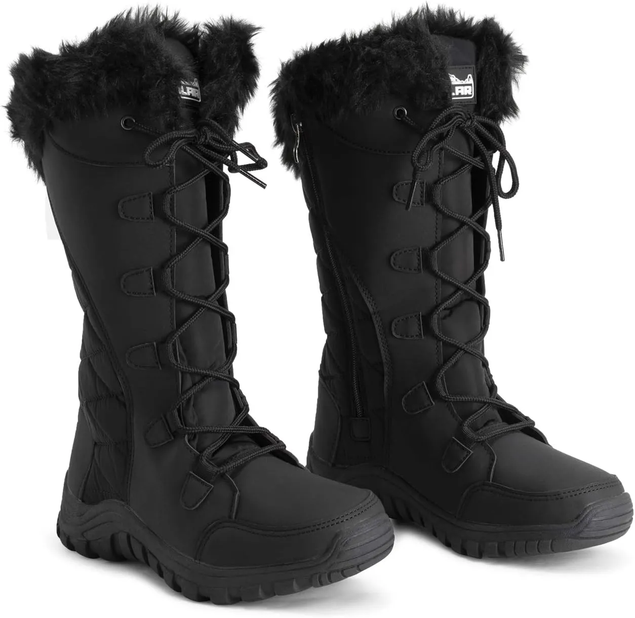 POLAR Womens Quilted Faux Fur Cuff Winter Duck Rubber Sole Durable Snow Rain Outdoor Boots