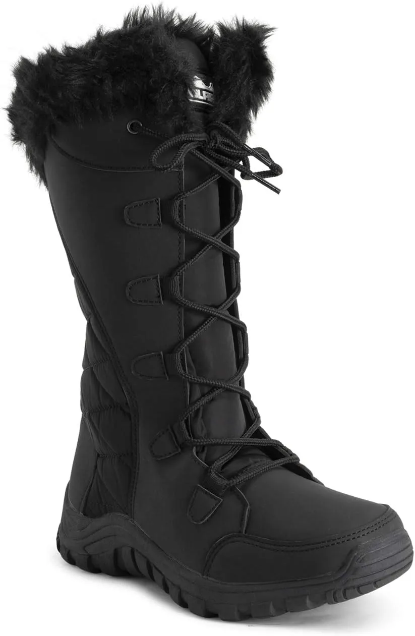 POLAR Womens Quilted Faux Fur Cuff Winter Duck Rubber Sole Durable Snow Rain Outdoor Boots