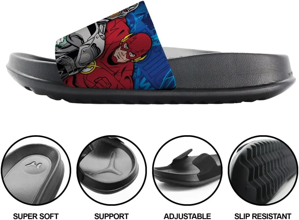 Popfunk Justice League Line Up Unisex Adult Slides Adjustable Flip Flop Sandals Officially Licensed Hypd Slydr Switch™