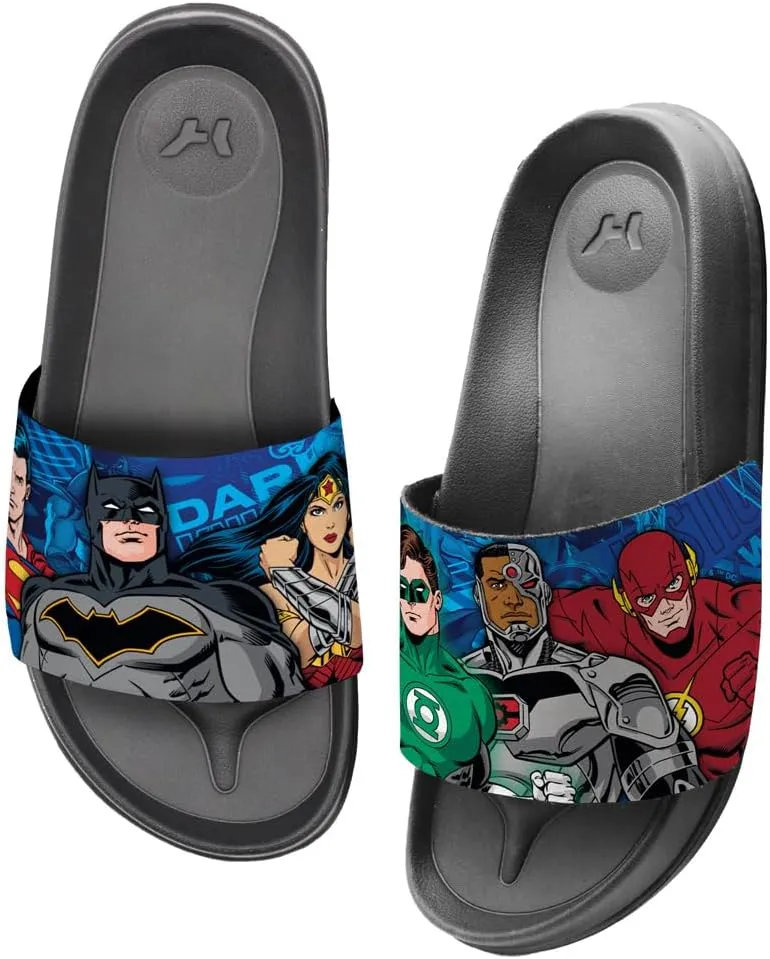 Popfunk Justice League Line Up Unisex Adult Slides Adjustable Flip Flop Sandals Officially Licensed Hypd Slydr Switch™