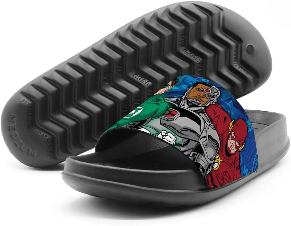 Popfunk Justice League Line Up Unisex Adult Slides Adjustable Flip Flop Sandals Officially Licensed Hypd Slydr Switch™