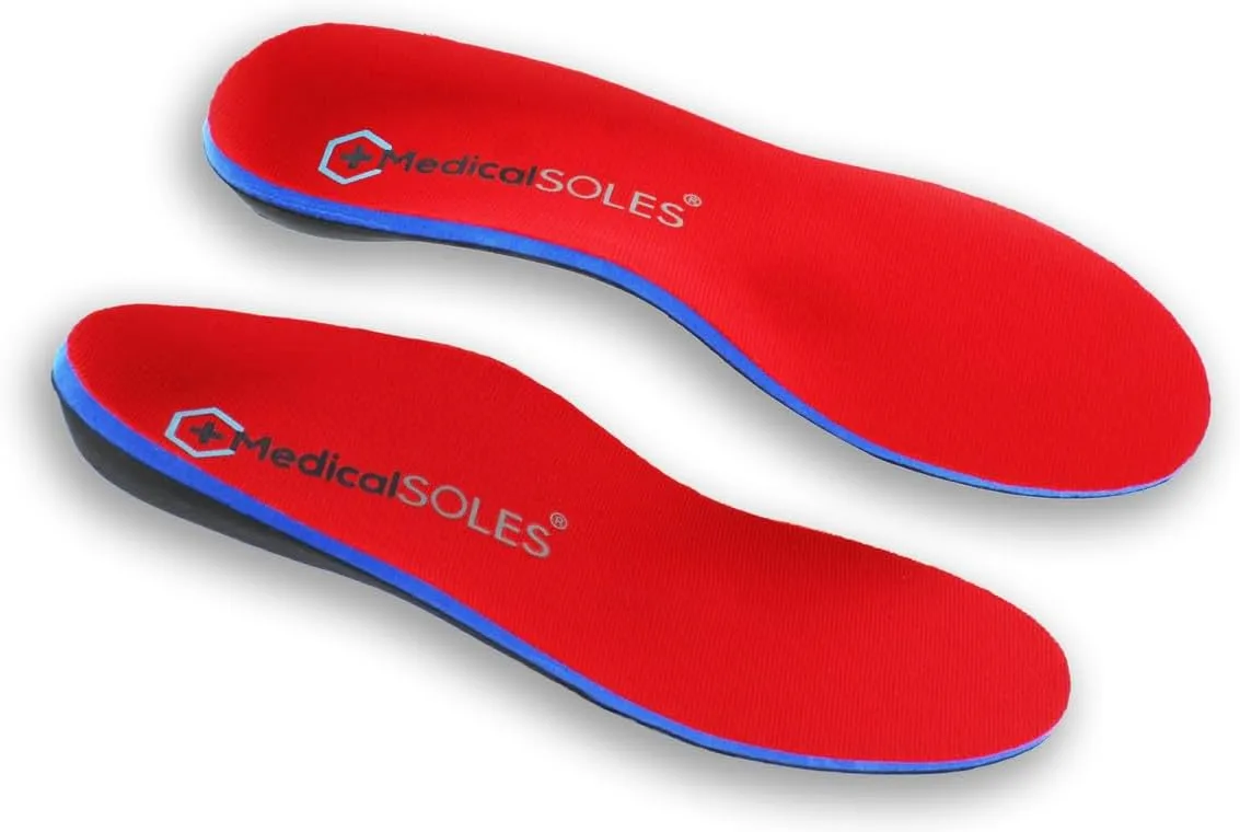 Pro Series Silver RX  Orthotic Unisex Insoles - Flexible Support with Recovery and Cushioning Technology for Pain Relief - Red, Men's 13 / Women's 15