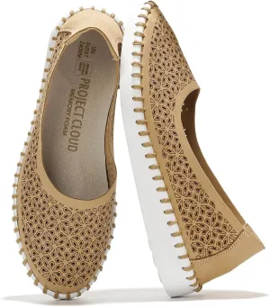 Project Cloud Flats for Women Footwear, Memory Foam & Flexible Outsole Loafers for Women's Fashion Sneakers - Womens Shoes, Sockless Wear Machine Wash Shoes for Women (Petunia)