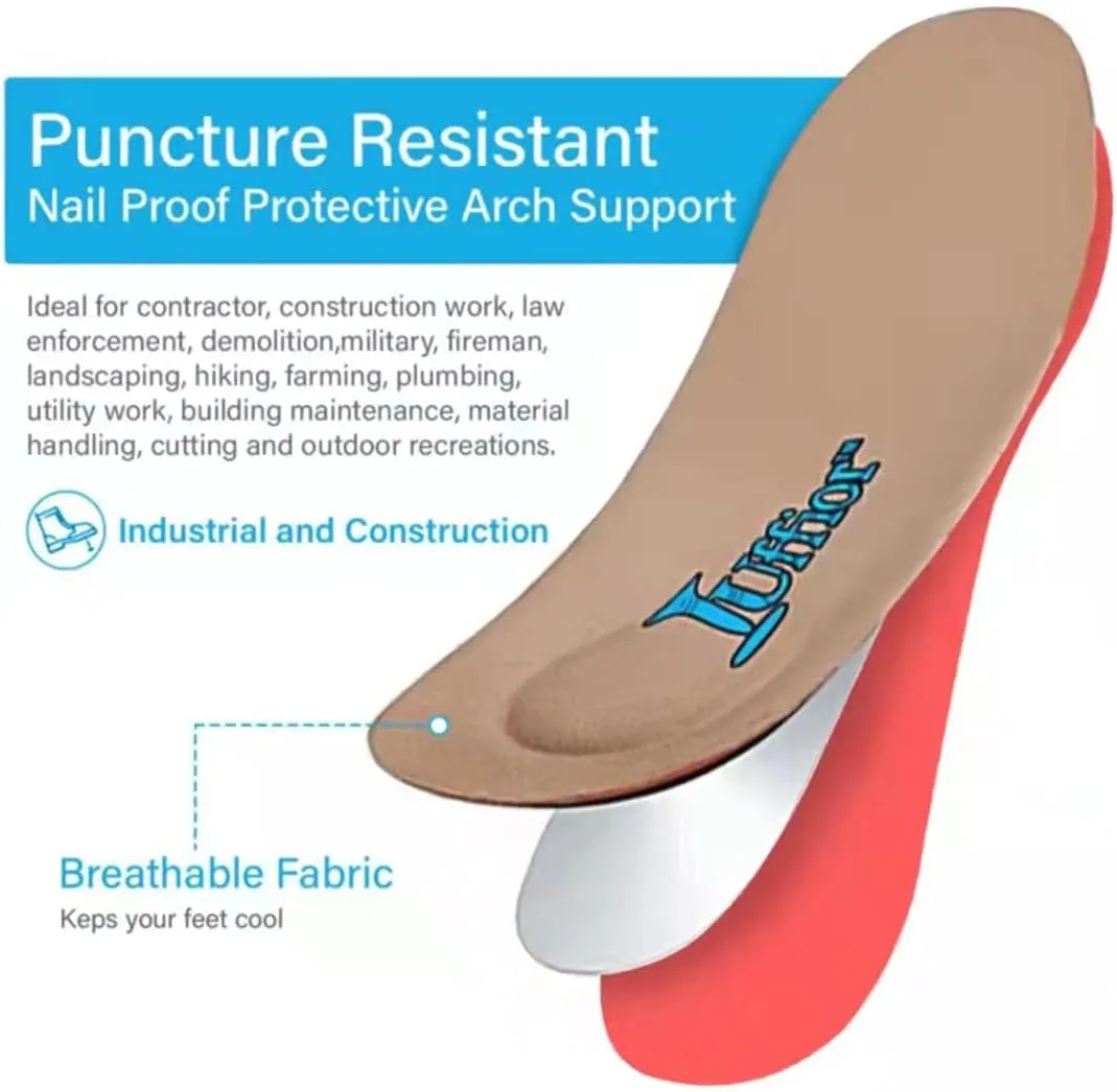 Puncture Resistant Flexible Steel Plate Nail Proof Arch Support Men & Women Supportive InsolesInserts Personal Protective Equipment (PPE) Comfort Protection for Safety Work Shoes Boots (XS)