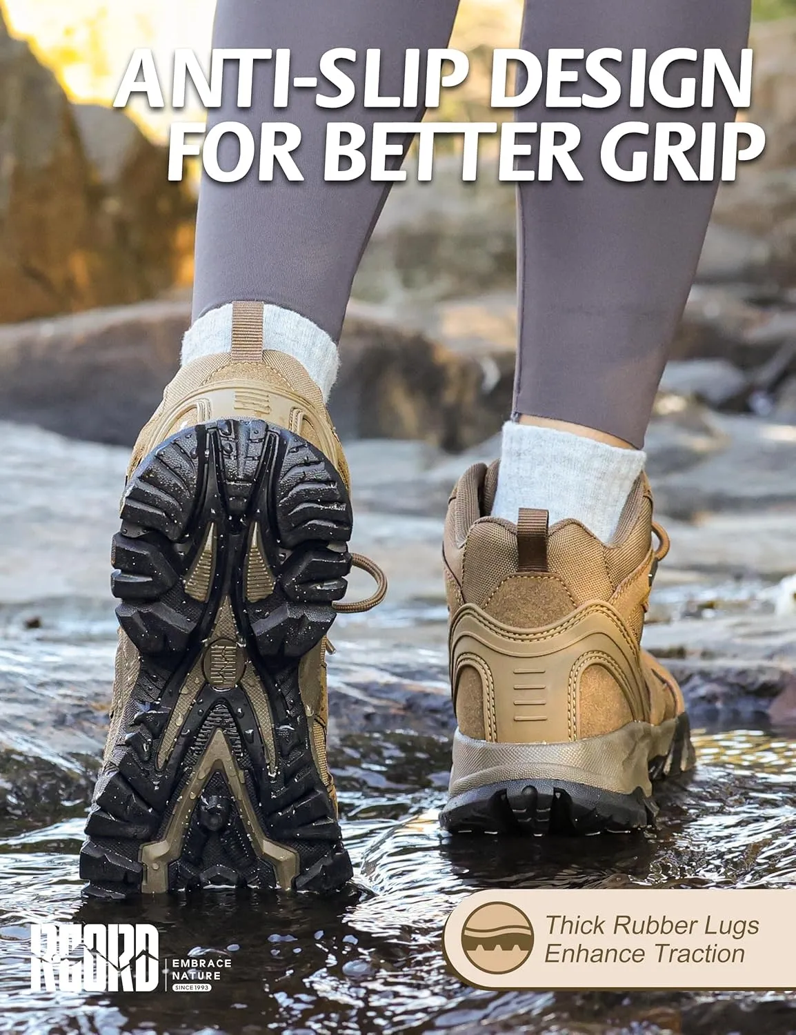 R CORD Hiking Boots Women Waterproof Womens Hiking Boots Ankle Support Hiking Boots for Women Durable Hiking Boot for Outdoors Womens Mountaineering Boots