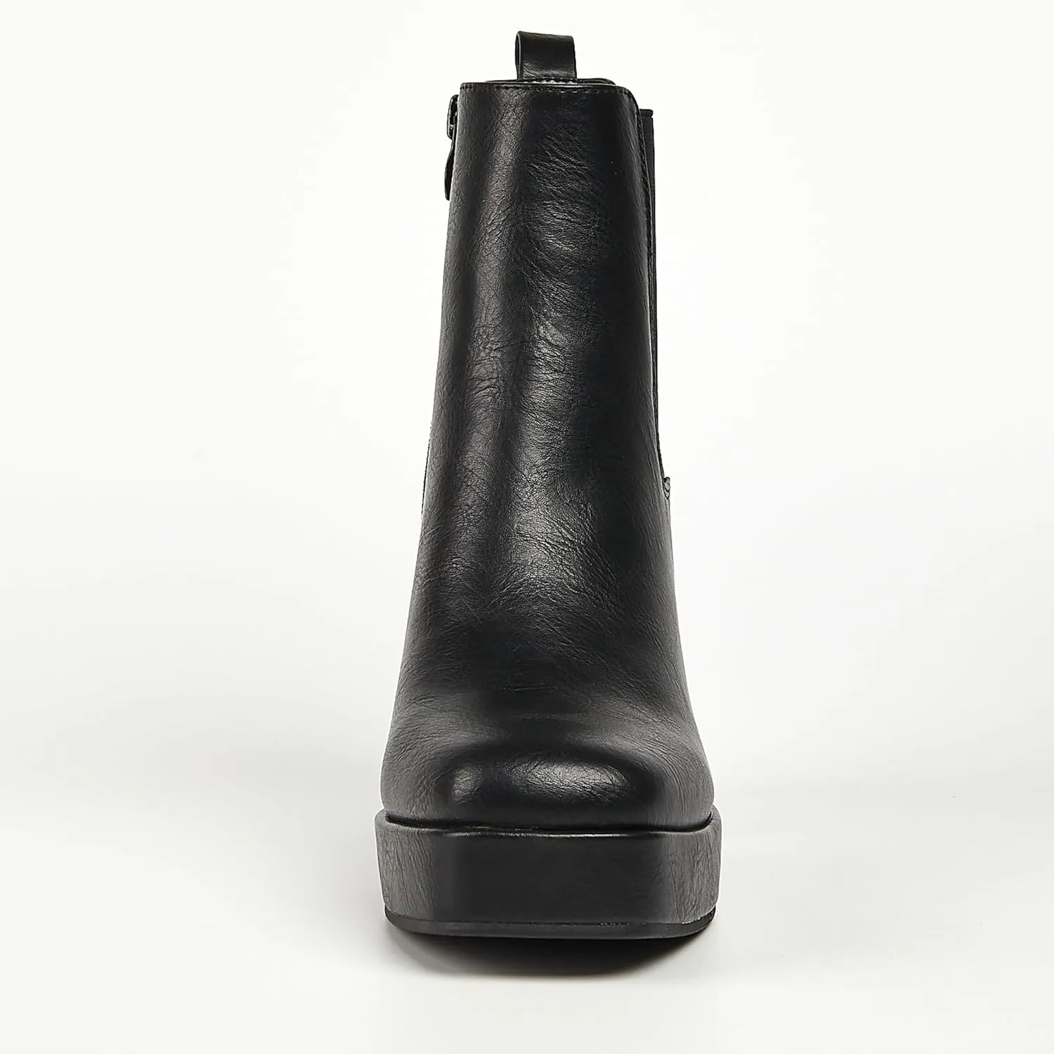 RAFY-02 Women's Chelsea Boots, Leather, Chunky Heel,Block Heel,Comfortable