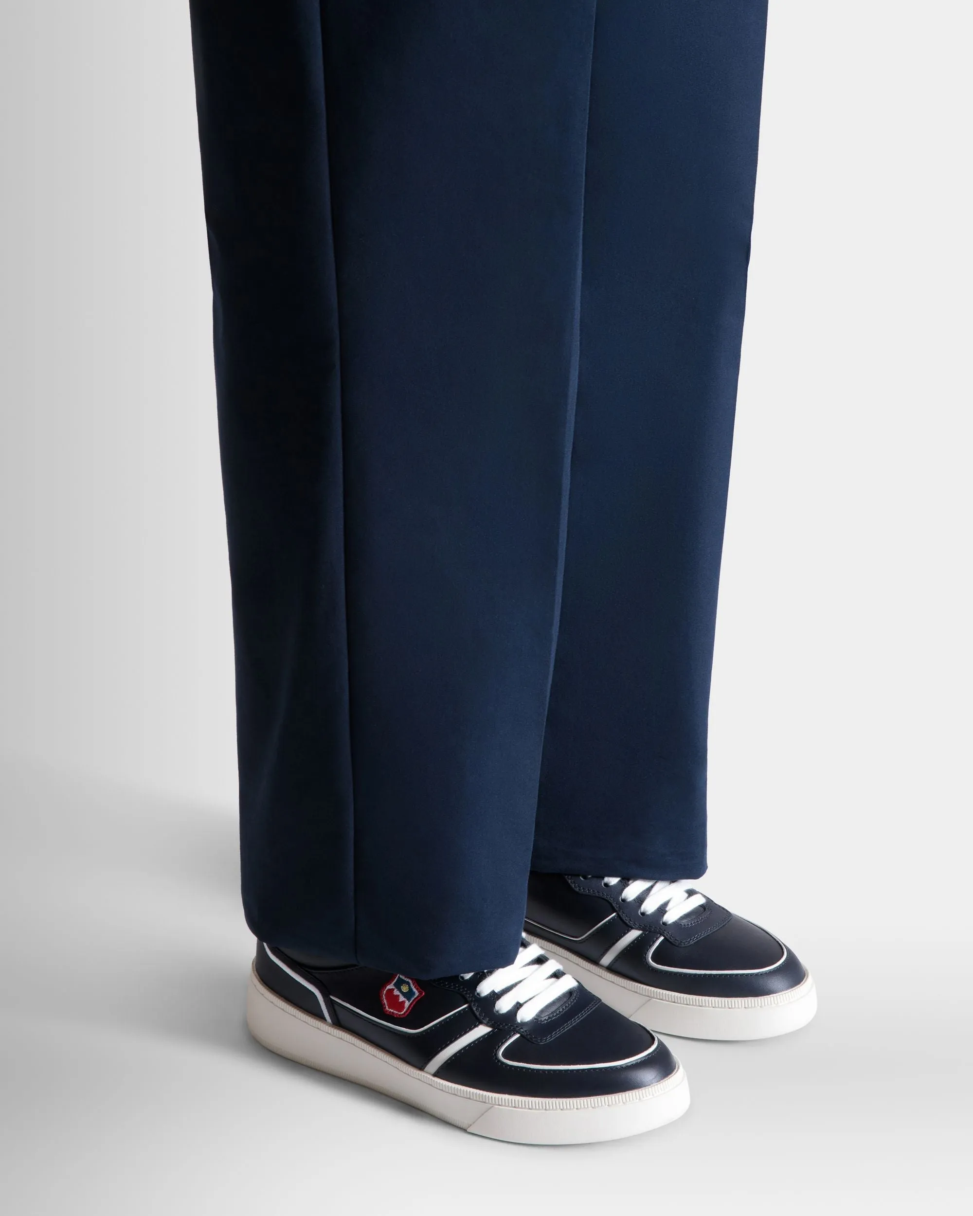Raise Sneaker in Navy Blue and White Leather