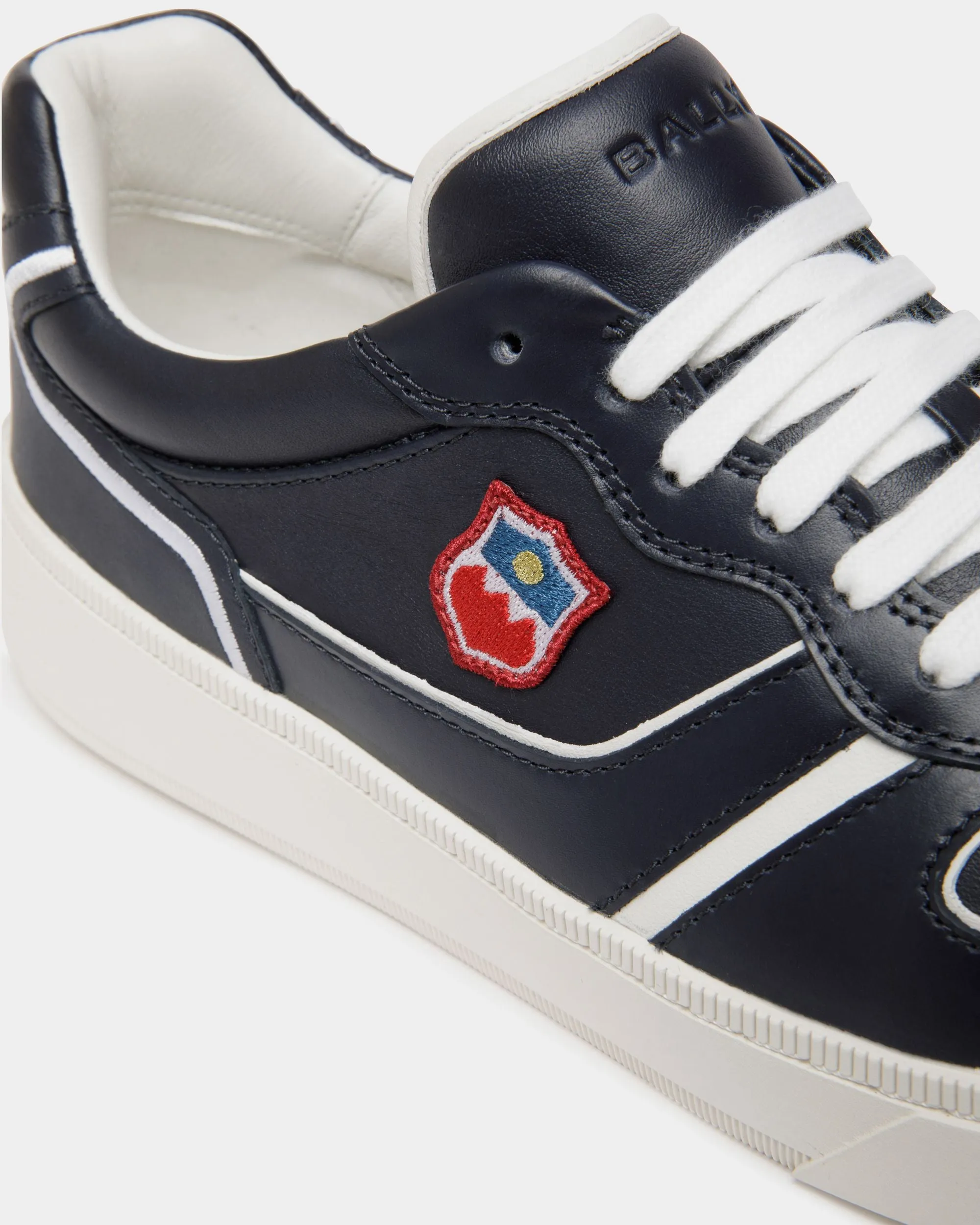 Raise Sneaker in Navy Blue and White Leather
