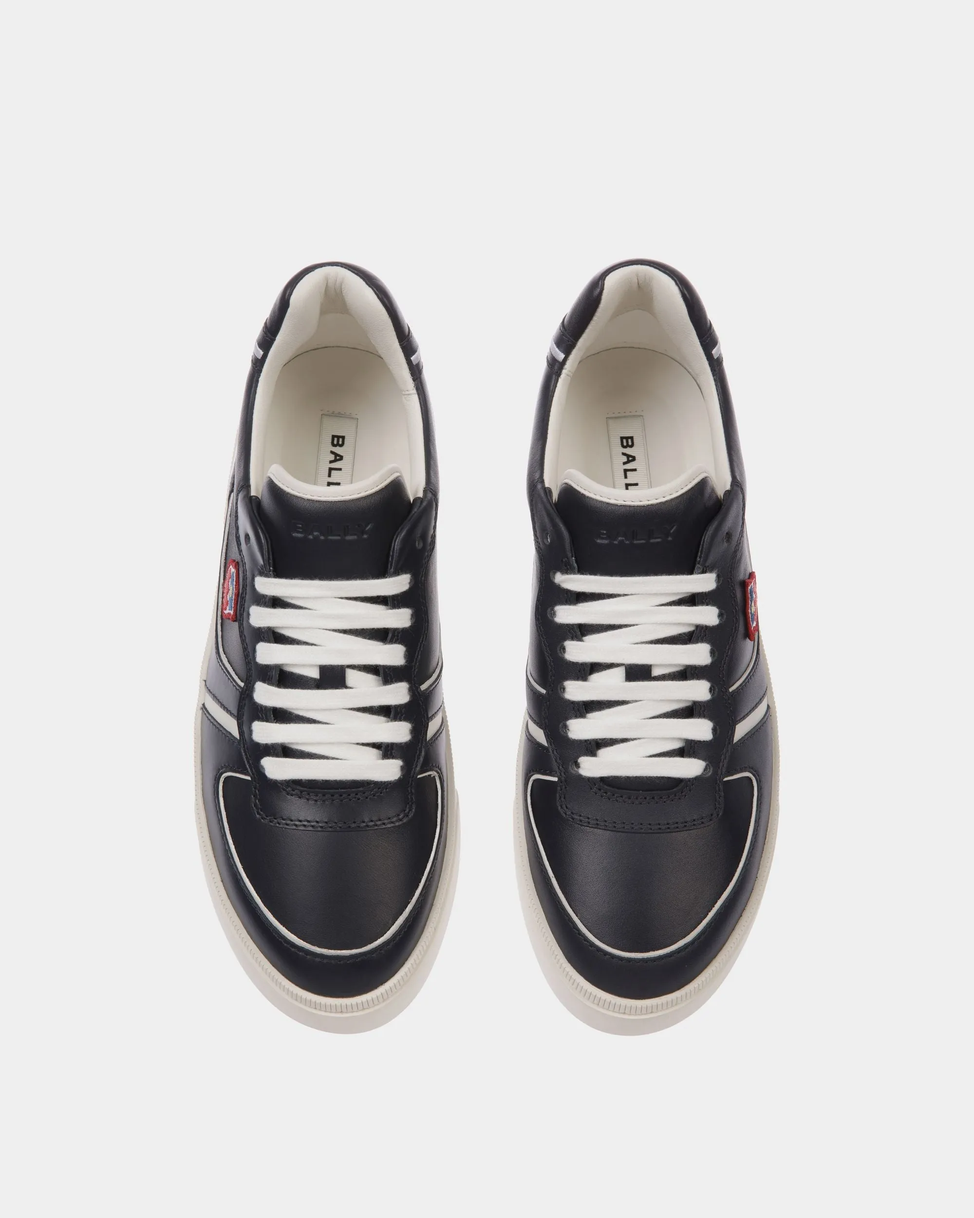 Raise Sneaker in Navy Blue and White Leather