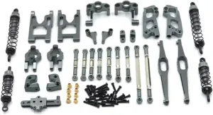 Rc Shock Absorber for Wltoys 12427 12428 12423 FY-03 1/12 Metal Steering Cup for Swing Arm Body Rod Shock Absorber Set RC Car Upgraded Spare Parts Replacement(Gray)