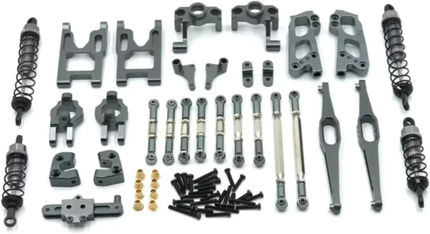 Rc Shock Absorber for Wltoys 12427 12428 12423 FY-03 1/12 Metal Steering Cup for Swing Arm Body Rod Shock Absorber Set RC Car Upgraded Spare Parts Replacement(Gray)